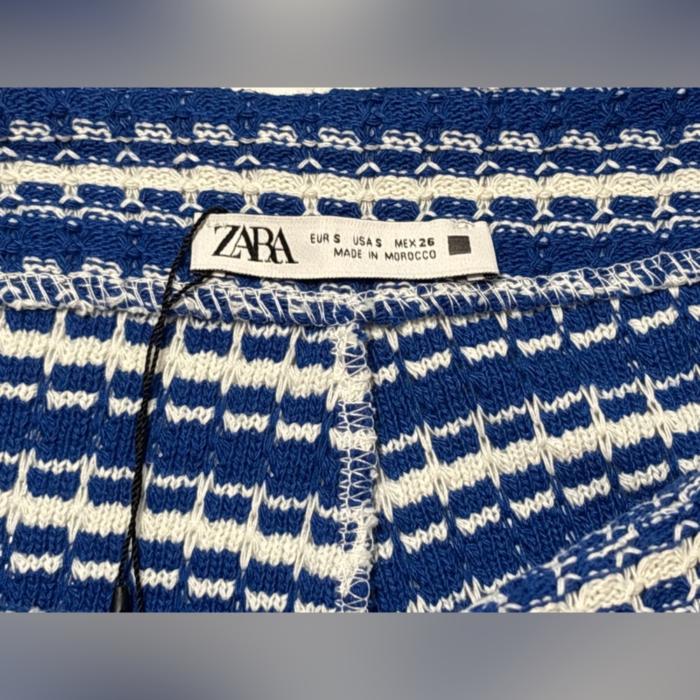 Zara Blue and White Striped Two-Piece Crop Top and Skort Set - Picture 6 of 14